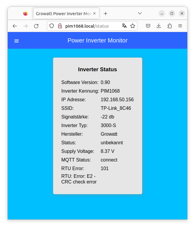 Growatt Inverter Monitor